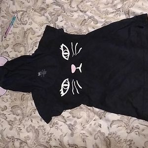 Made Right black cat hooded short sleeve tee shirt size M
